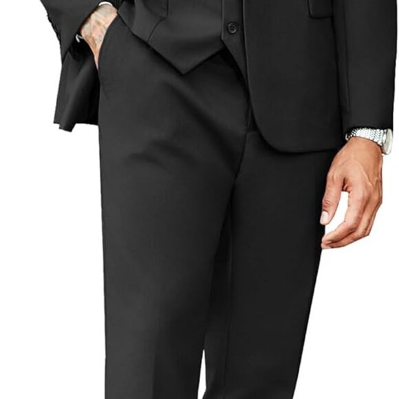 Men's Elegant 3-Piece Suit Set Black Size 44 - Perfect for Weddings & Business